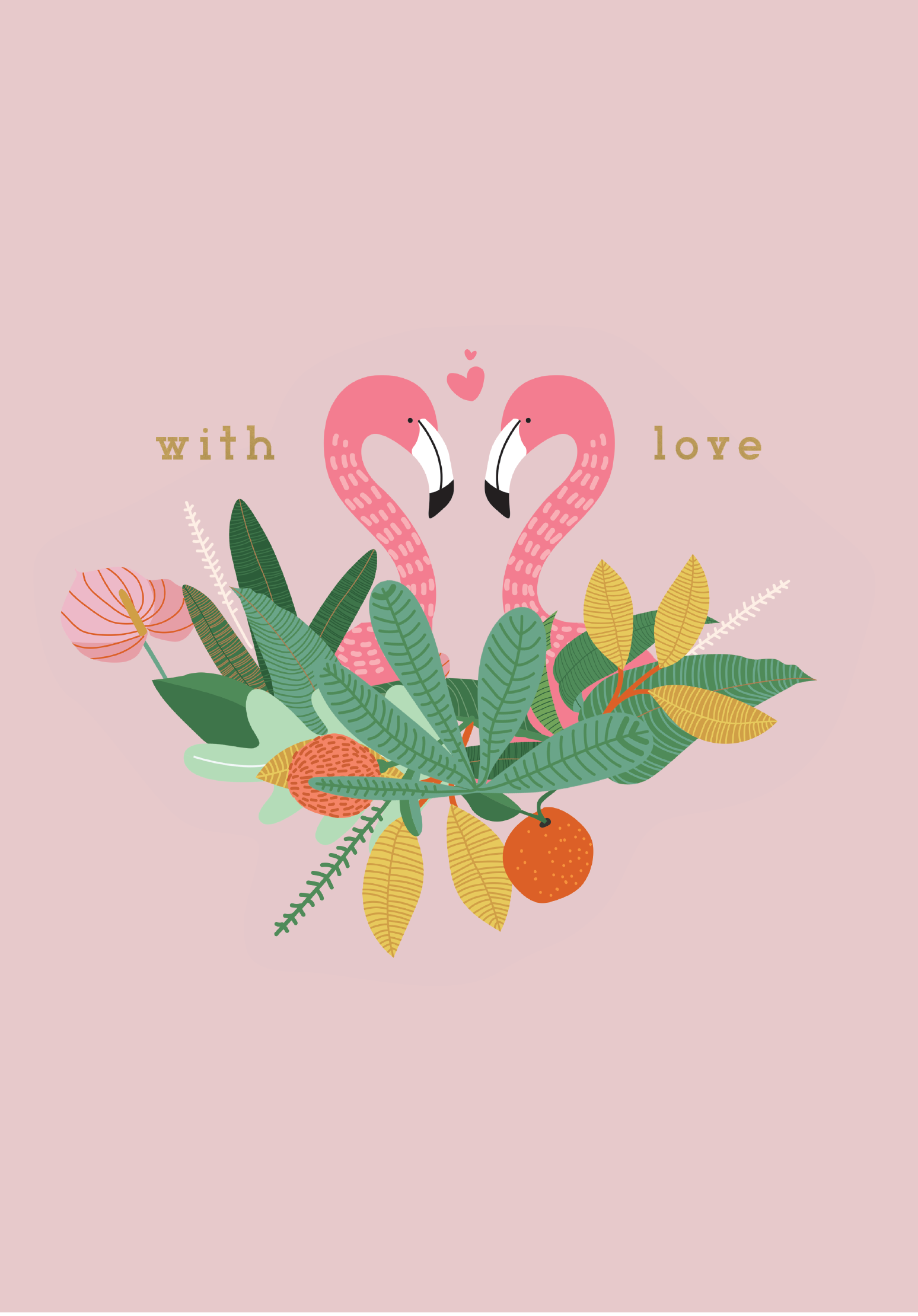 Greeting Card Bird Party - Flamingo Love